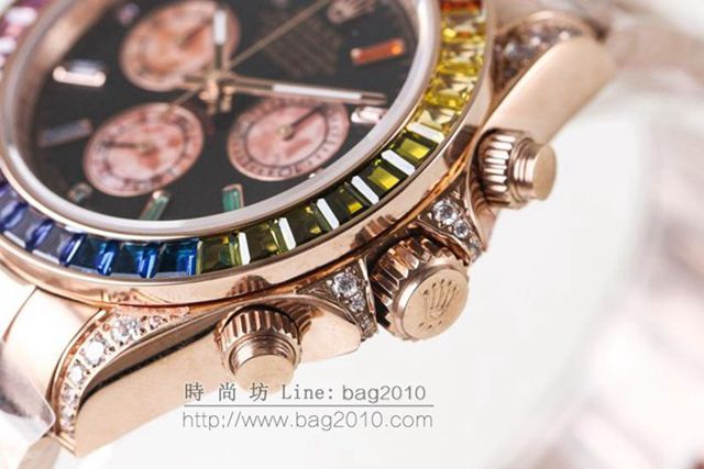 勞力士手錶 Rolex全新彩虹圈迪通拿Daytona 緞紋字面 Rolex高端男士腕表  hds1051